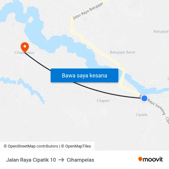 Jalan Raya Cipatik 10 to Cihampelas map