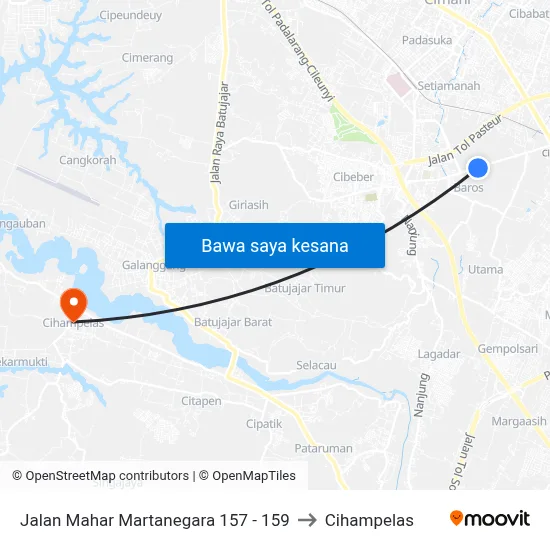 Jalan Mahar Martanegara 157 - 159 to Cihampelas map
