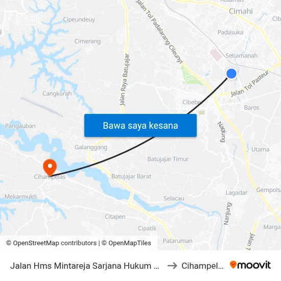 Jalan Hms Mintareja Sarjana Hukum 234 to Cihampelas map