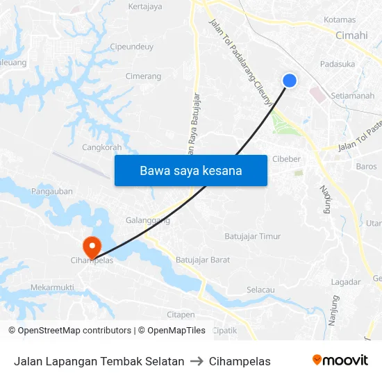 Jalan Lapangan Tembak Selatan to Cihampelas map