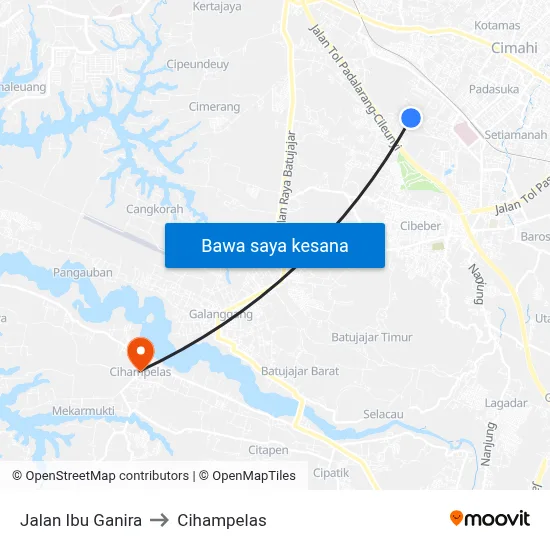 Jalan Ibu Ganira to Cihampelas map