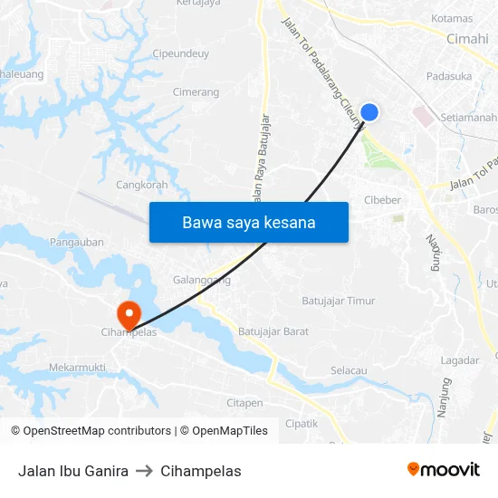 Jalan Ibu Ganira to Cihampelas map