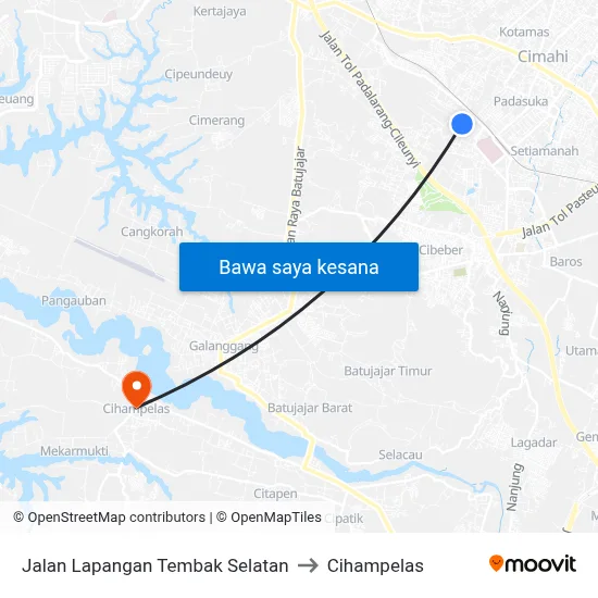 Jalan Lapangan Tembak Selatan to Cihampelas map