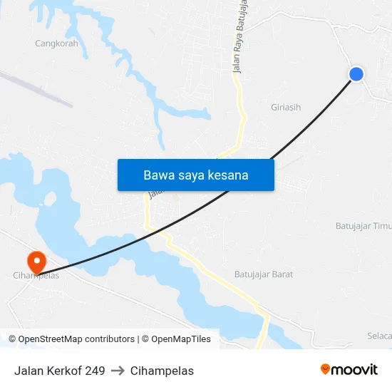 Jalan Kerkof 249 to Cihampelas map