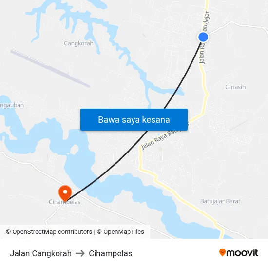 Jalan Cangkorah to Cihampelas map