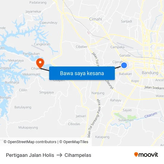 Pertigaan Jalan Holis to Cihampelas map