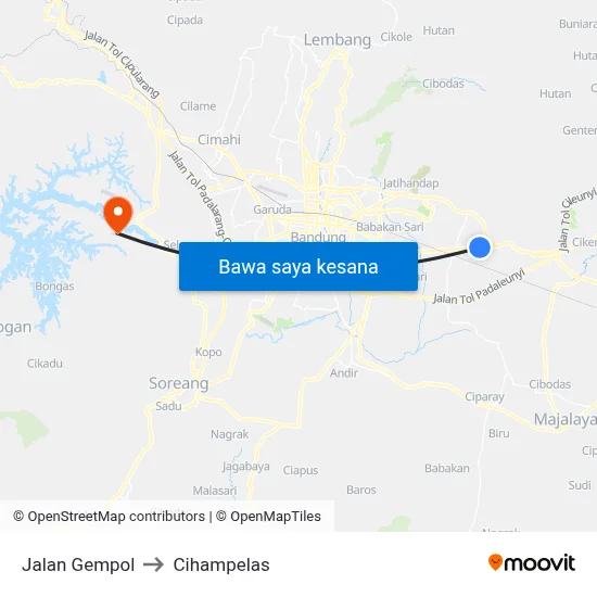 Jalan Gempol to Cihampelas map