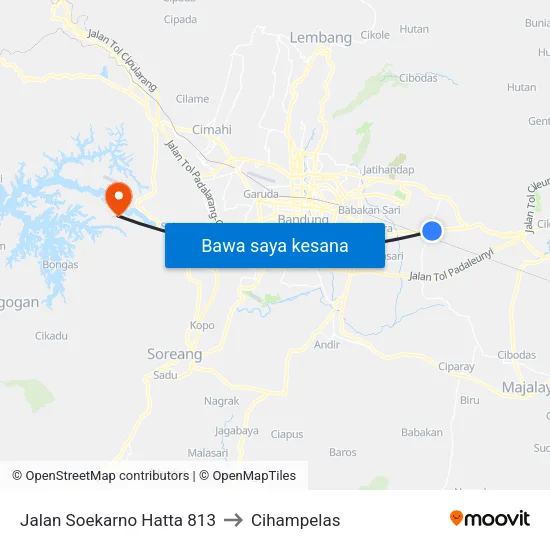 Jalan Soekarno Hatta 813 to Cihampelas map
