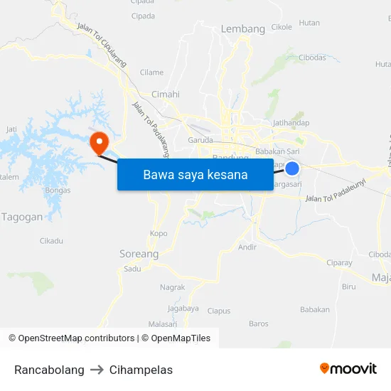 Rancabolang to Cihampelas map