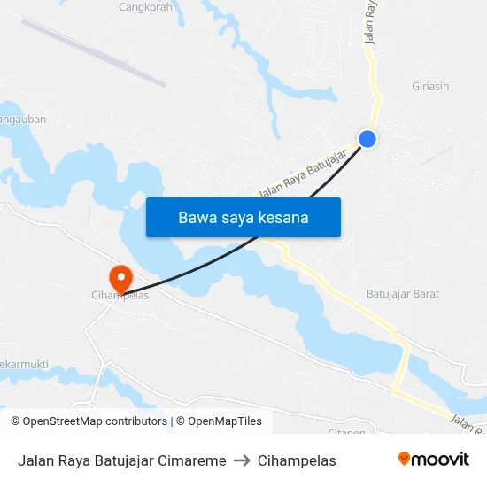 Jalan Raya Batujajar Cimareme to Cihampelas map