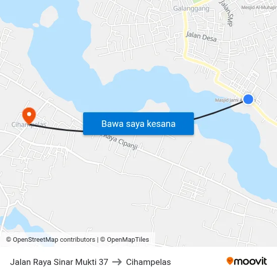 Jalan Raya Sinar Mukti 37 to Cihampelas map
