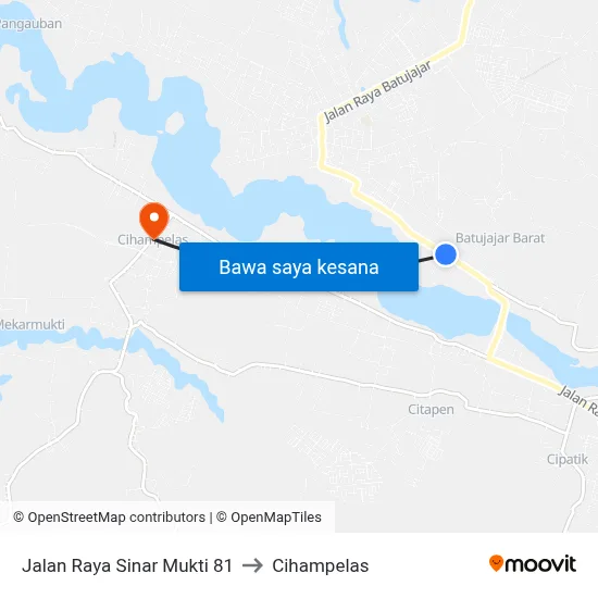 Jalan Raya Sinar Mukti 81 to Cihampelas map