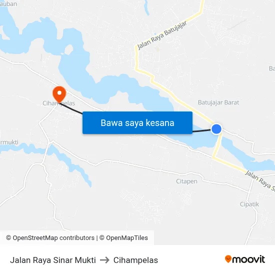Jalan Raya Sinar Mukti to Cihampelas map