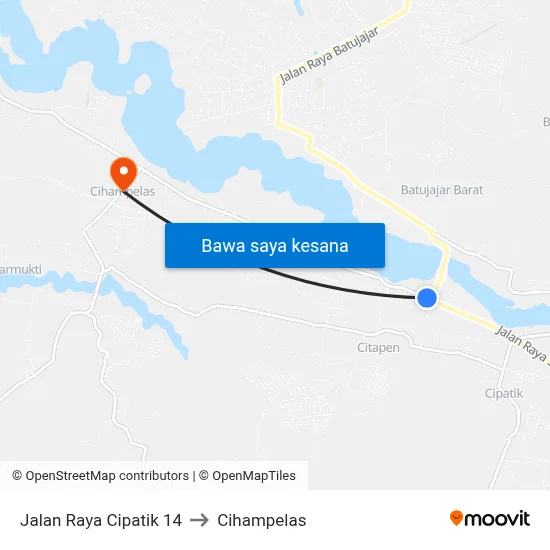 Jalan Raya Cipatik 14 to Cihampelas map