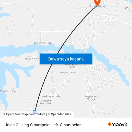 Jalan Cilicing Cihampelas to Cihampelas map