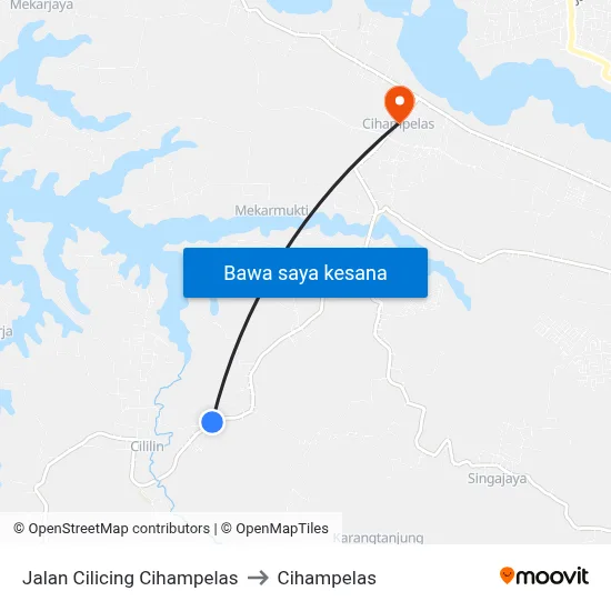 Jalan Cilicing Cihampelas to Cihampelas map