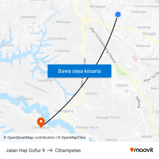Jalan Haji Gofur 9 to Cihampelas map