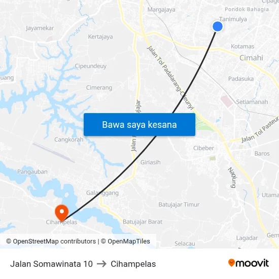 Jalan Somawinata 10 to Cihampelas map