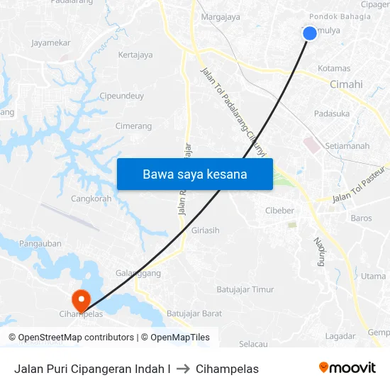Jalan Puri Cipangeran Indah I to Cihampelas map