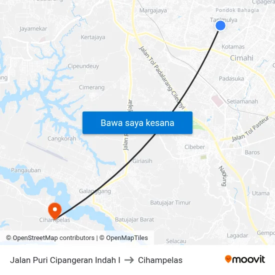 Jalan Puri Cipangeran Indah I to Cihampelas map