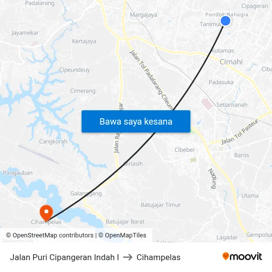Jalan Puri Cipangeran Indah I to Cihampelas map