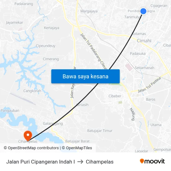 Jalan Puri Cipangeran Indah I to Cihampelas map