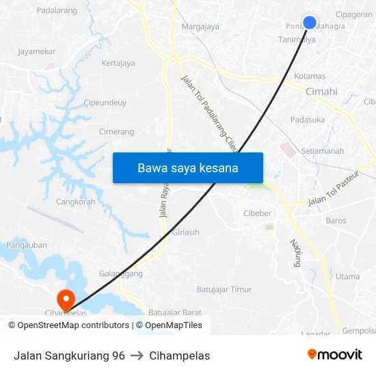 Jalan Sangkuriang 96 to Cihampelas map