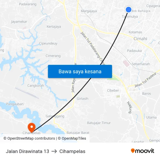 Jalan Dirawinata 13 to Cihampelas map