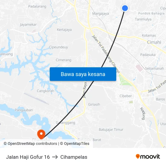 Jalan Haji Gofur 16 to Cihampelas map