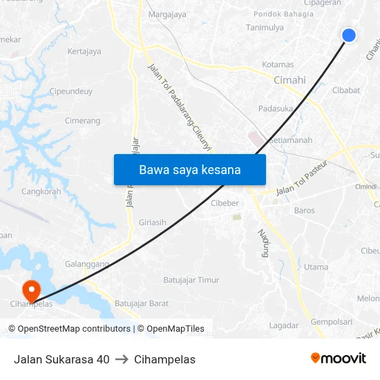 Jalan Sukarasa 40 to Cihampelas map