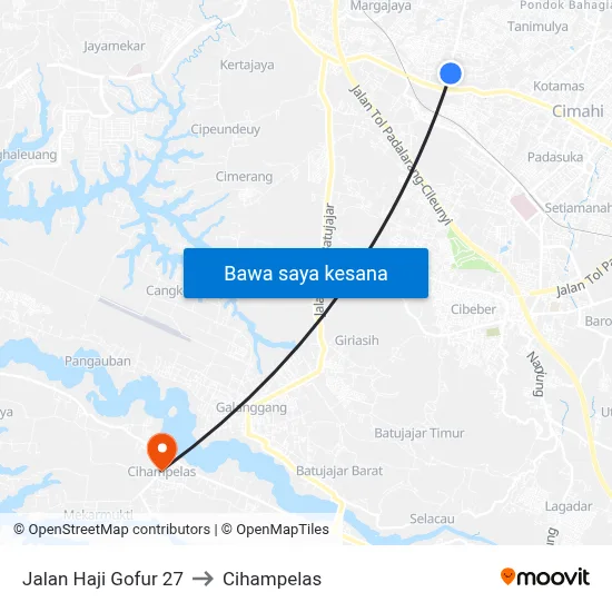 Jalan Haji Gofur 27 to Cihampelas map