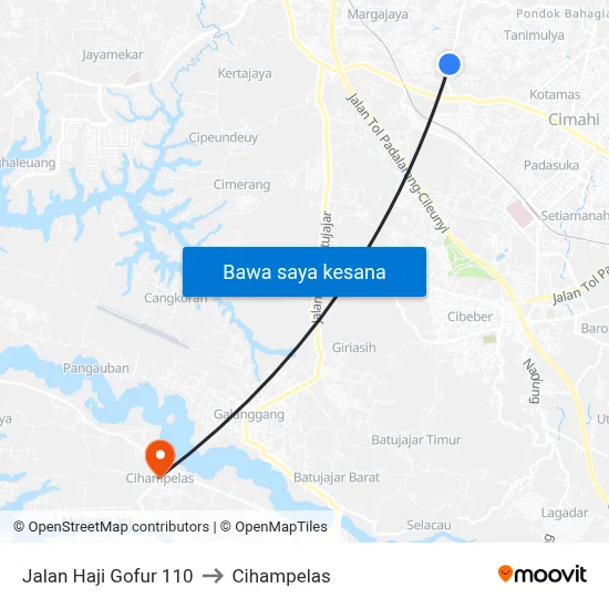 Jalan Haji Gofur 110 to Cihampelas map