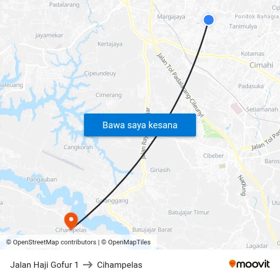 Jalan Haji Gofur 1 to Cihampelas map