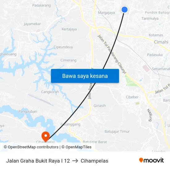 Jalan Graha Bukit Raya I 12 to Cihampelas map