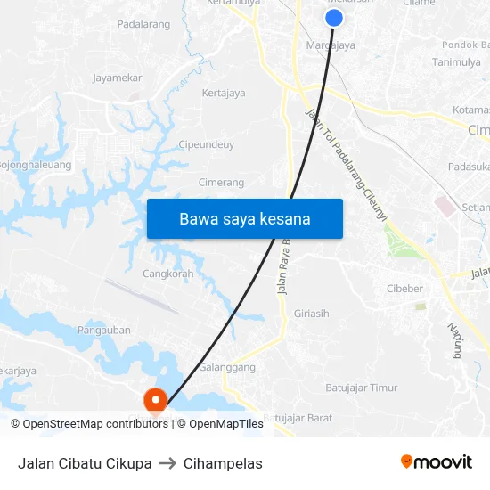 Jalan Cibatu Cikupa to Cihampelas map