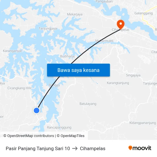Pasir Panjang Tanjung Sari 10 to Cihampelas map