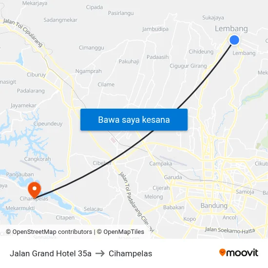 Jalan Grand Hotel 35a to Cihampelas map