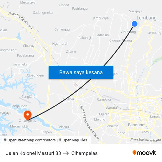 Jalan Kolonel Masturi 83 to Cihampelas map