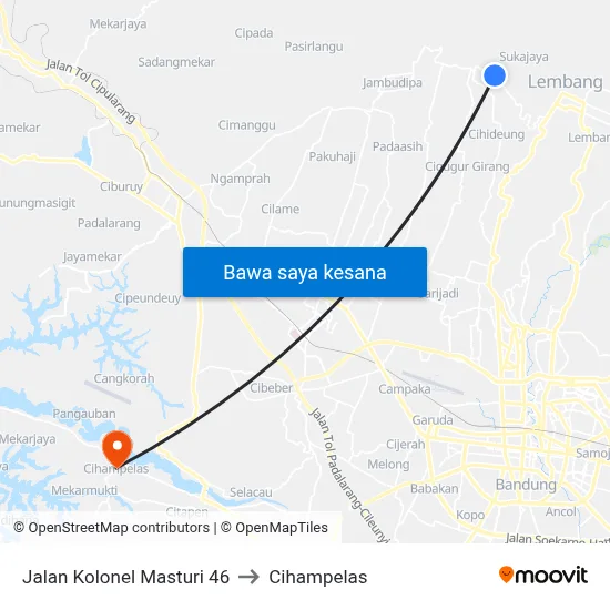 Jalan Kolonel Masturi 46 to Cihampelas map