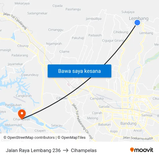 Jalan Raya Lembang 236 to Cihampelas map