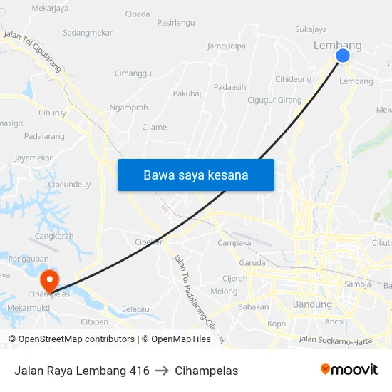 Jalan Raya Lembang 416 to Cihampelas map
