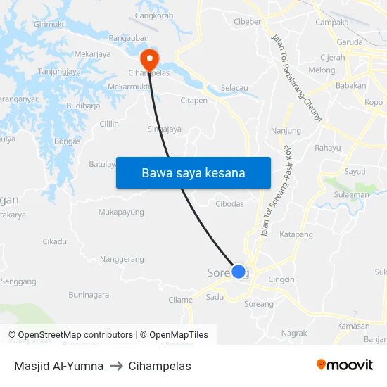 Masjid Al-Yumna to Cihampelas map