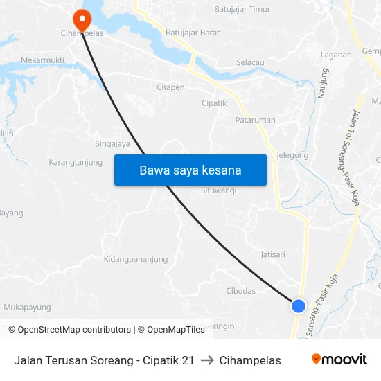 Jalan Terusan Soreang - Cipatik 21 to Cihampelas map