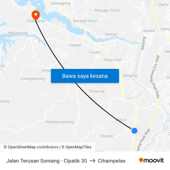 Jalan Terusan Soreang - Cipatik 30 to Cihampelas map