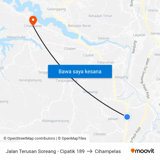 Jalan Terusan Soreang - Cipatik 189 to Cihampelas map