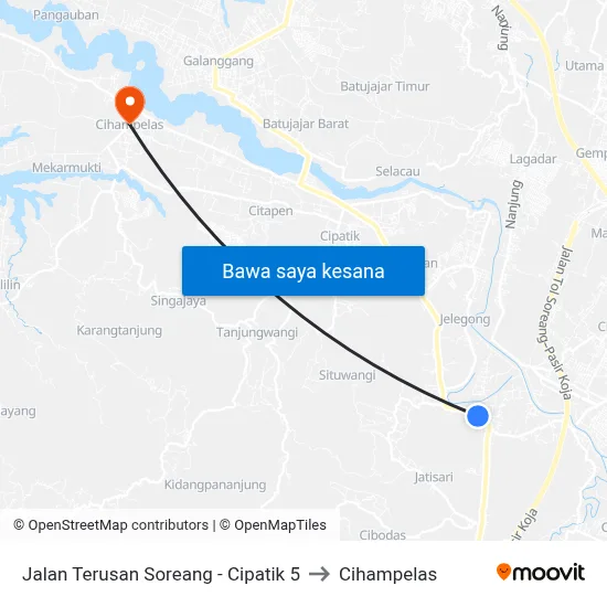Jalan Terusan Soreang - Cipatik 5 to Cihampelas map