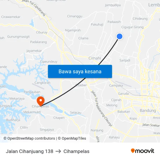 Jalan Cihanjuang 138 to Cihampelas map