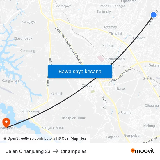 Jalan Cihanjuang 23 to Cihampelas map