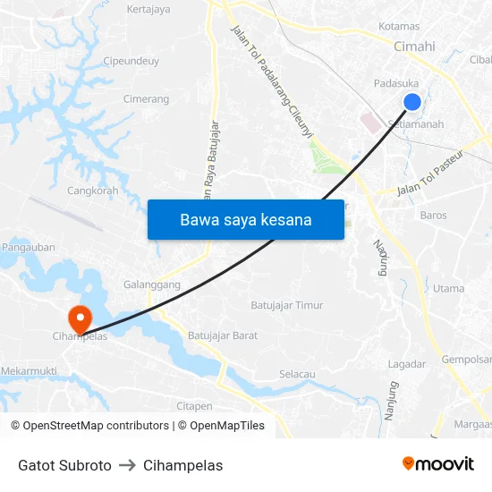 Gatot Subroto to Cihampelas map