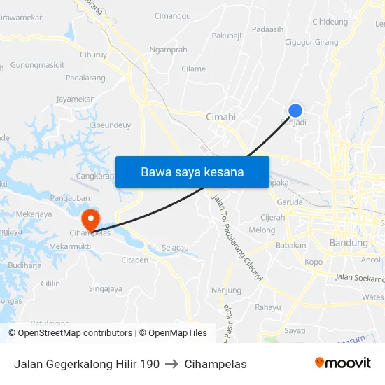 Jalan Gegerkalong Hilir 190 to Cihampelas map